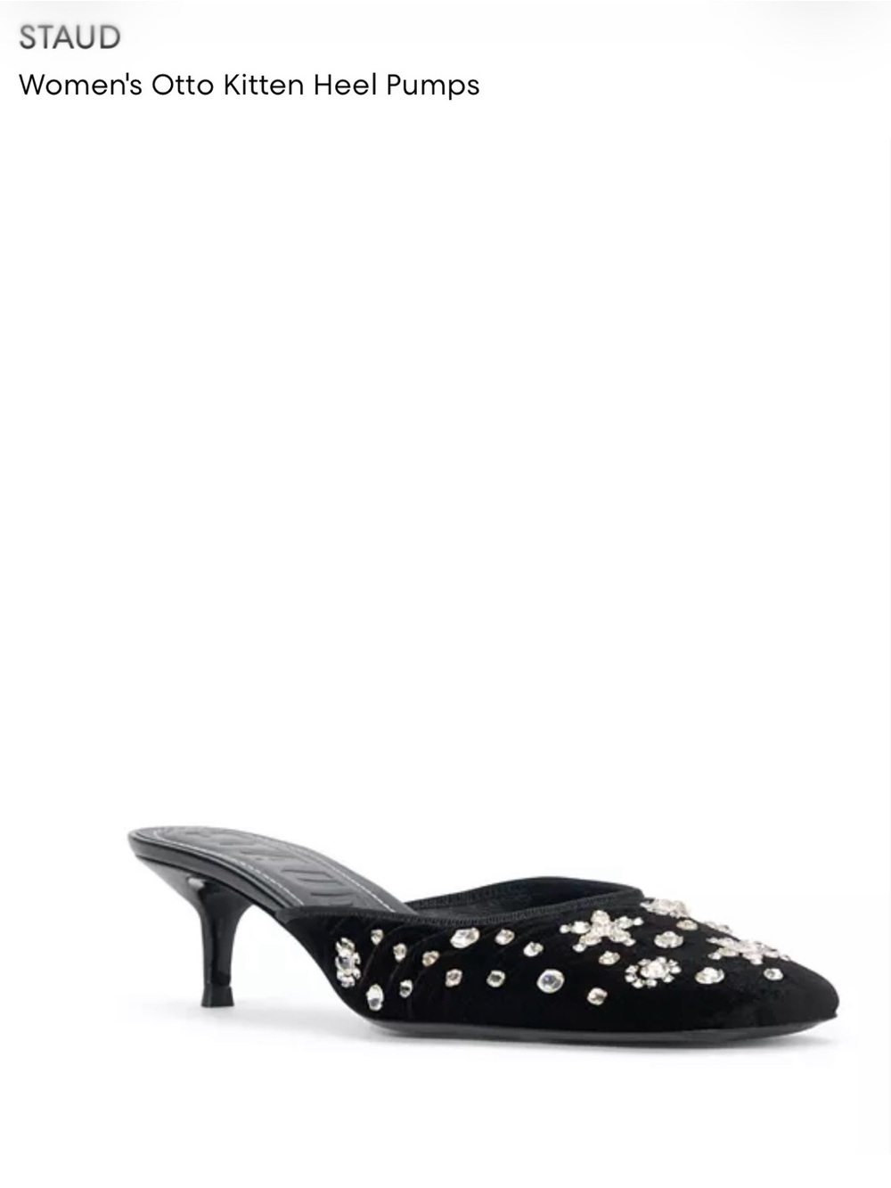 STAUD Black Embellished Otto Kitten Heel Mules